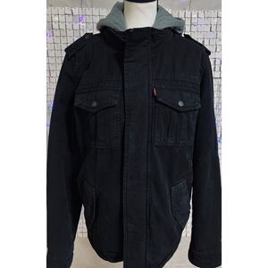 Levi Strauss Washed Cotton Hooded Military Jacket. Size S.